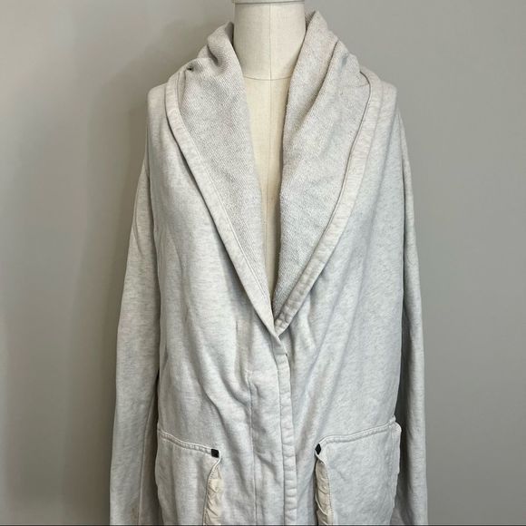 Aritzia Wilfred Roussea Zip Up Cardigan Sweater Ivory Cream Shawl Collar - Picture 7 of 16